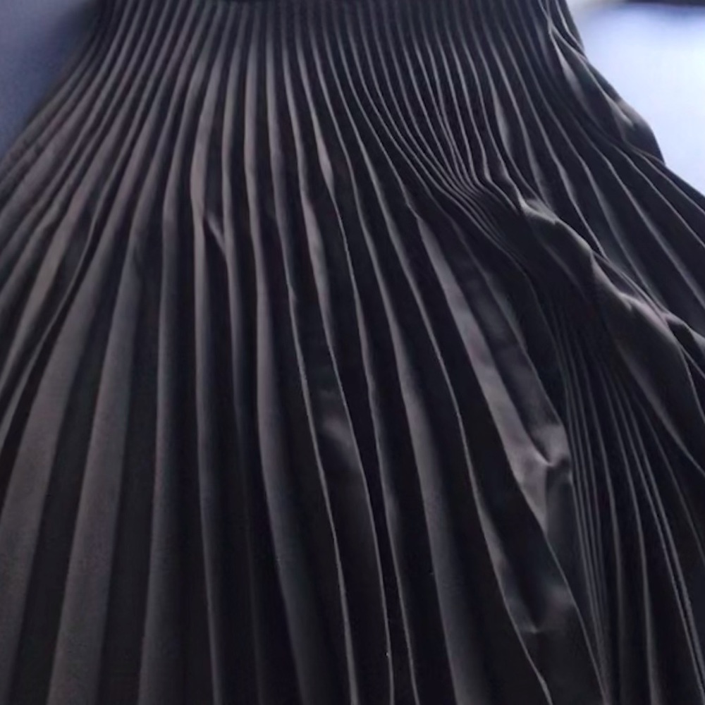 Black pleated Zara skirt with belt.
